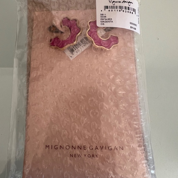 MIGNONNE GAVIGAN Magenta Mini Darby Hoop Earrings - Picture 4 of 10